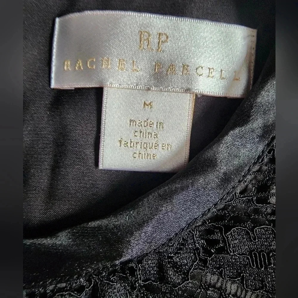 Rachel Parcell ruffle shoulder lace blouse size Medium New Black - Picture 9 of 15